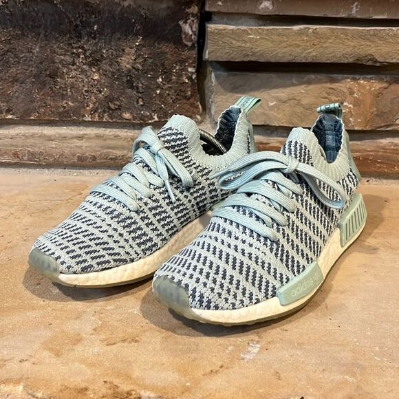 Adidas NMD_R1 STLT Primeknit "Ash Green" Sneakers - Picture 1 of 10